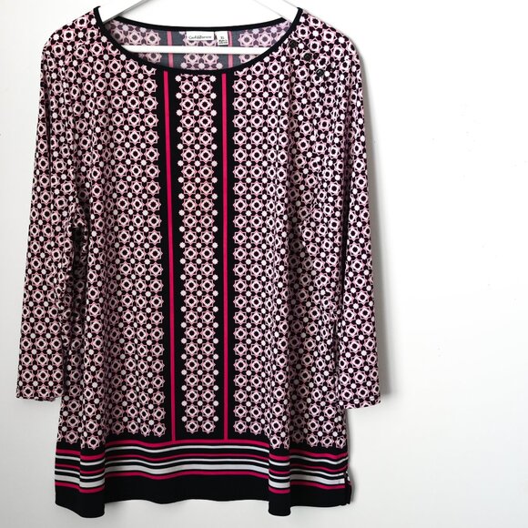 Croft & Barrow Navy & Magenta Blouse - Size XL - Picture 1 of 8